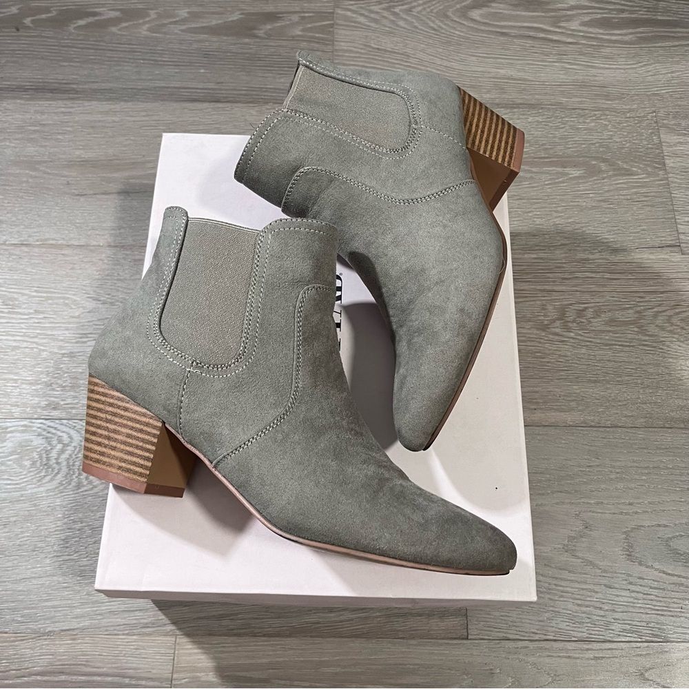 JustFab Ricky Taupe Ankle Booties Fall Boots 7.5 Neutral